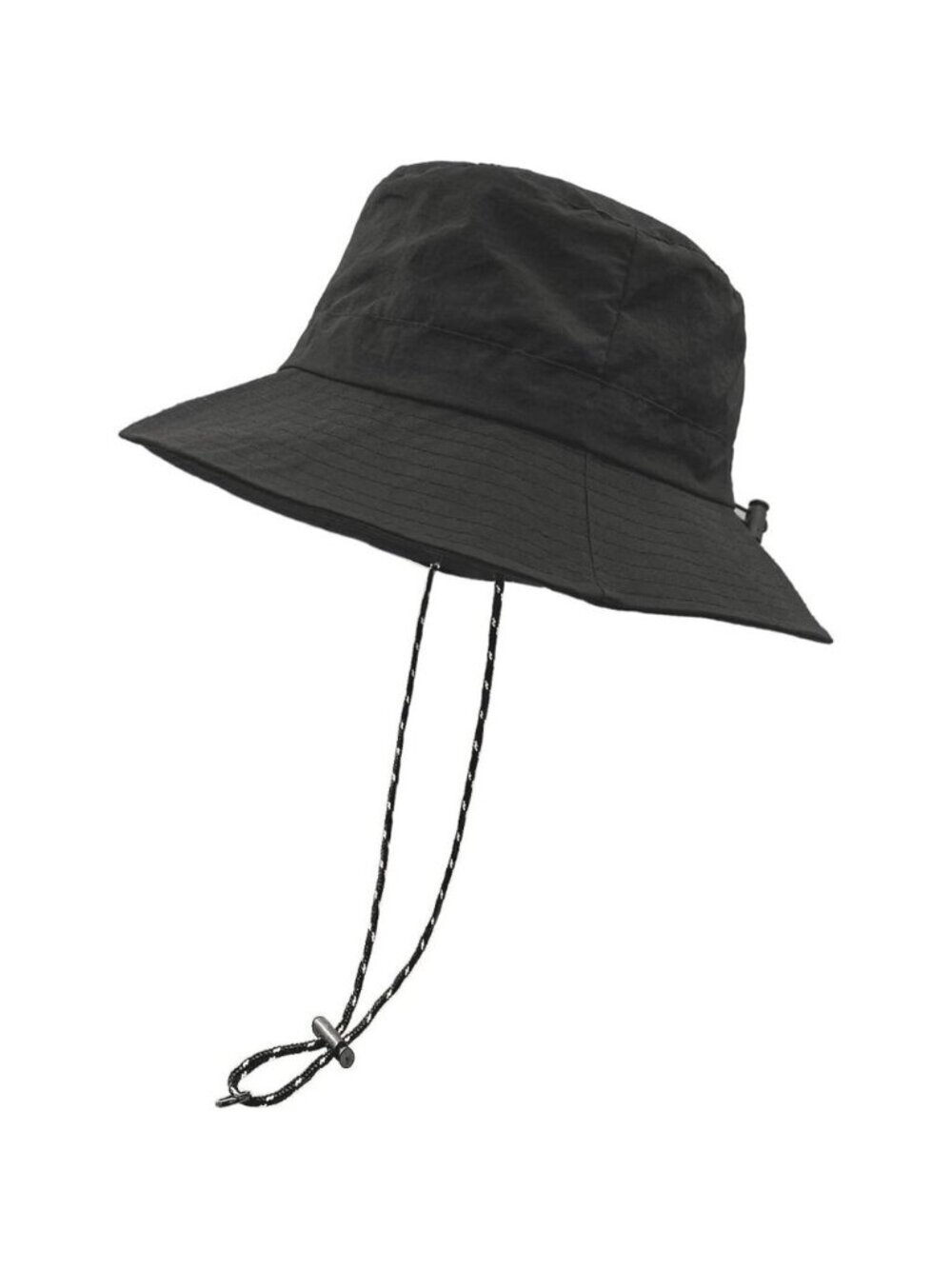 Unisex Black 100% Polyester Wide Brim Boonie Waterproof Chin Strap Bucket Hat